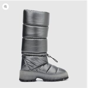 NEW Aquatalia Metallic Gray Quilted Puffer Knee Boot